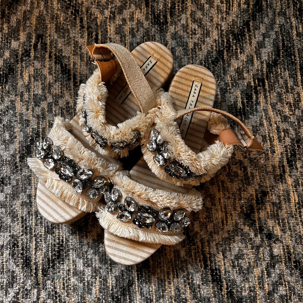 Zara Jeweled Flatform Sandals